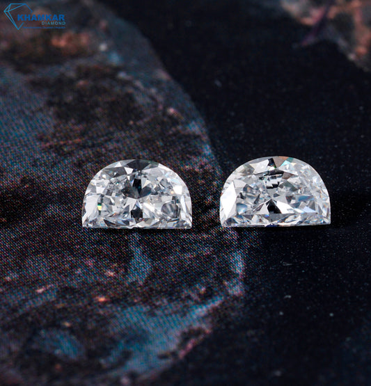 Half Moon Cut Lab Grown Diamond Engagement Ring HPHT Diamond For Solitaire Studs Lab created Antique Cut Diamond Ring For Customization