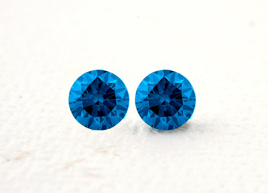 Blue Color Round Lab Grown Diamonds For Studs Blue Color Loose Diamond For Engagement Ring Conflict Free Blue Diamond Anniversary Gift
