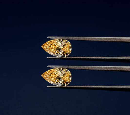 Pear Yellow Colored Lab Grown Diamonds For Earrings Yellow Color Loose Diamond For Engagement Ring CVD Diamond For Studs Yellow Diamond Ring