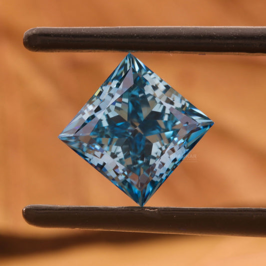 1CT Vivid Blue Princess Cut Lab Diamond | Loose Diamond