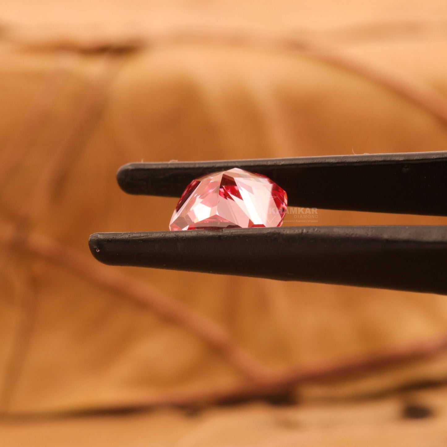 1.00 CT Pink Cushion Lab Diamond Engagement Ring