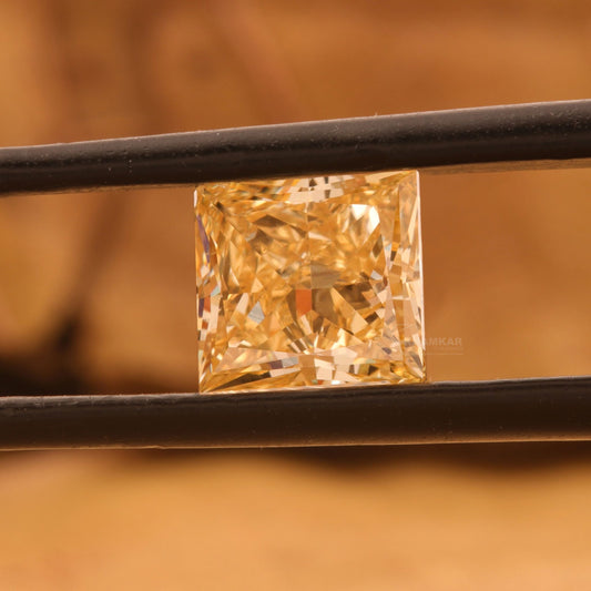 Princess Cut Fancy Yellow Lab Diamond For Engagement