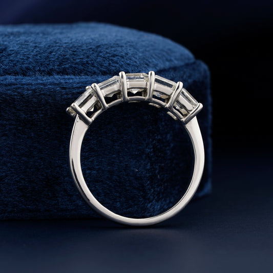 2.00 TCW Carre Cut Lab Grown Diamond Eternity Band | 5 Stone Half Eternity Wedding Ring