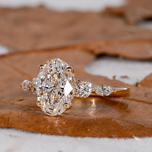 2CT Oval Lab Diamond Engagement Ring IGI Certified Side Stones