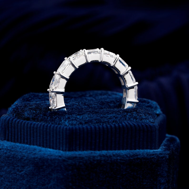 Radiant Cut Lab Grown Diamond Wedding Band, Full Eternity Diamond Band