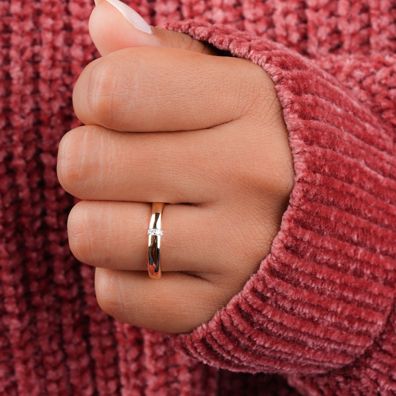 14K Gold Lab Diamond Pave Bubble Dome Ring