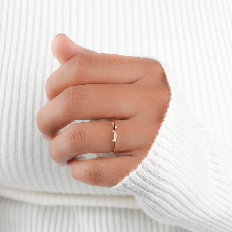 Simple Round Diamond Ring Lab Diamond Dainty Minimalist & Daily Wear Ring