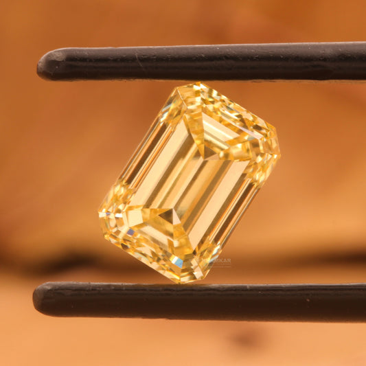 1CT Fancy Yellow Lab Diamond | Emerald Cut Loose Diamond