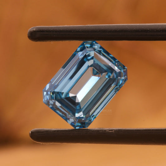 CT Emerald Cut Fancy Blue Lab Diamond | Engagement Ring