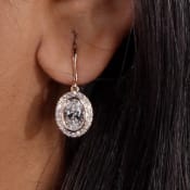 1 CT Oval Cut Lab Diamond Halo Drop Earrings for Her