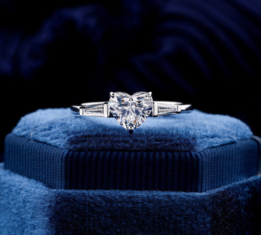 1 CT Heart Cut Lab Grown Diamond Proposal Ring for Women