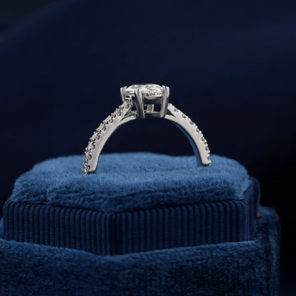 1 CT Oval Lab Diamond Pave Ring, IGI Certified, Engagement/Wedding Gift