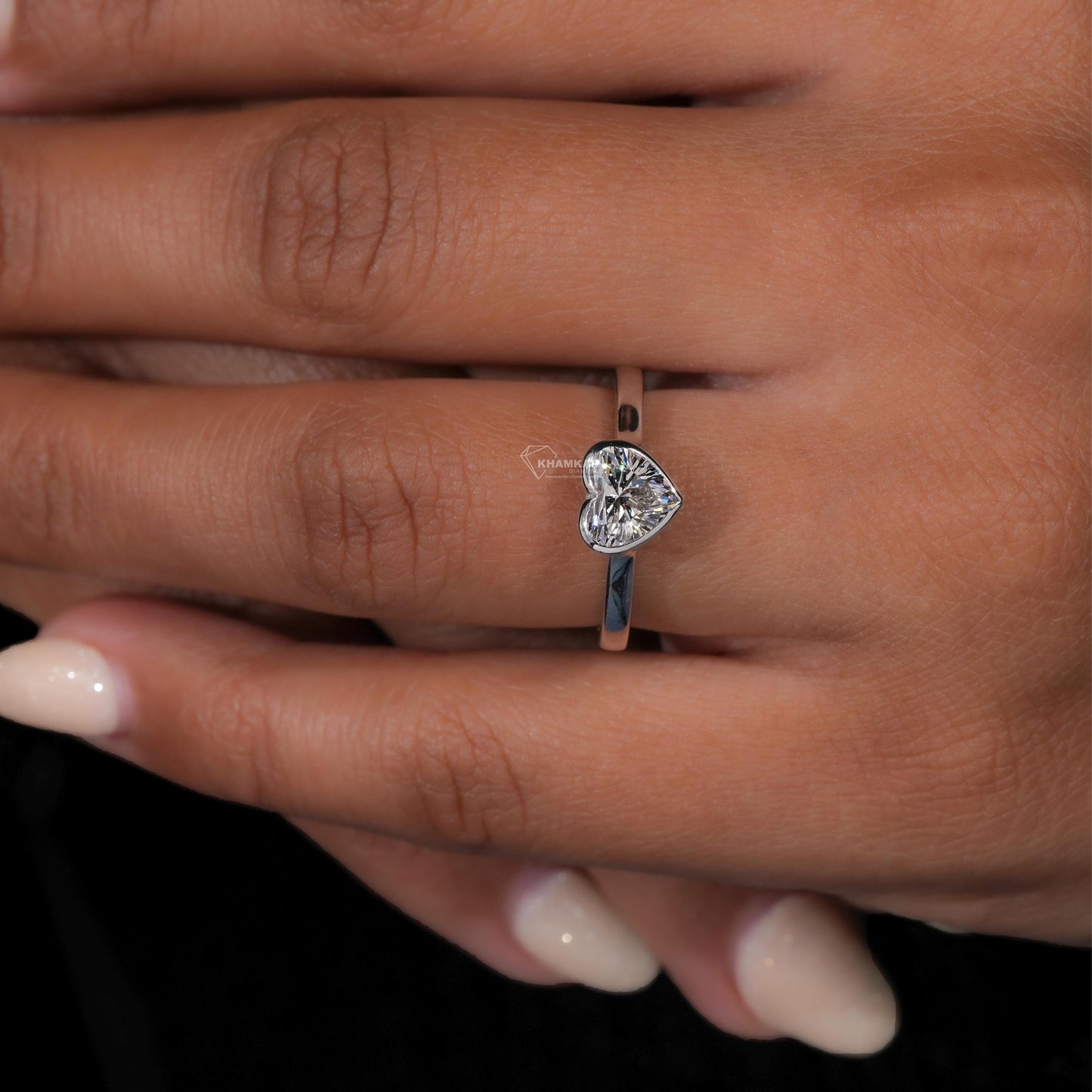 Heart Lab Diamond Ring | Bezel Set Solitaire Engagement Ring