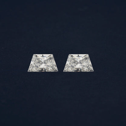 Trapezoid Brilliant Cut Lab Grown Diamond 14K White Gold Side Trapezoid Three Stone Diamond Ring Eco-Friendly Diamond Studs Gift For Her