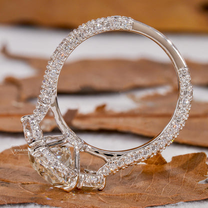 4CT Oval Lab Grown Diamond Three Stone Ring | Trilogy Engagement Ring