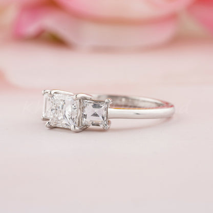 Princess Cut Lab Diamond Three Stone Ring Wedding Ring