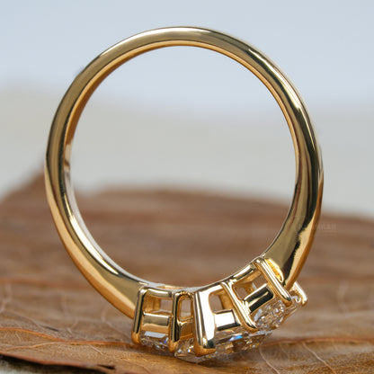 Dutch Marquise Lab Diamond Ring | Three Stone Wedding Ring