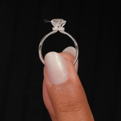 1.00CT Heart Lab  Diamond Engagement Ring – Hidden Halo Solitaire Ring for Her