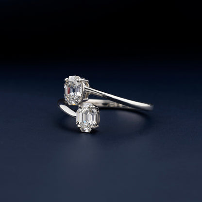 Octagon Lab Diamond Toi Et Moi Ring – 1CT Two Stone Engagement Ring