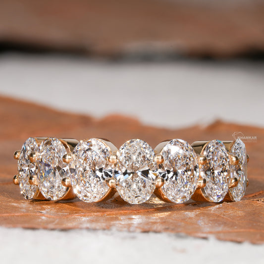 Seven Stone Oval Lab Diamond Band   7.00 TCW Wedding Ring