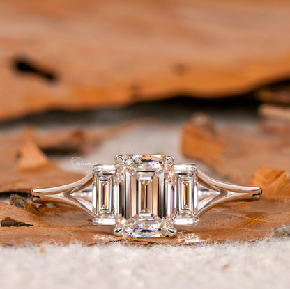 1.20 TCW Emerald Cut Lab Diamond Engagement Ring For her