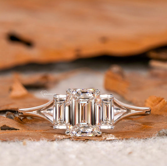 1.20 TCW Emerald Cut Lab Diamond Engagement Ring For her