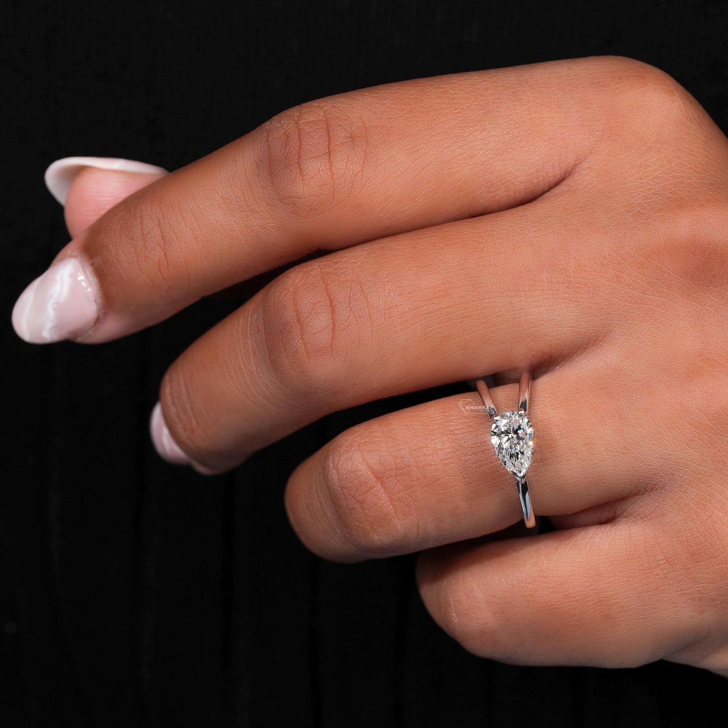 1.00Ct Pear Cut Lab Grown Diamond Ring,Split Shank Engagement ring,Solitaire Wedding Ring,Unique Ring,Anniversary Ring For Wife