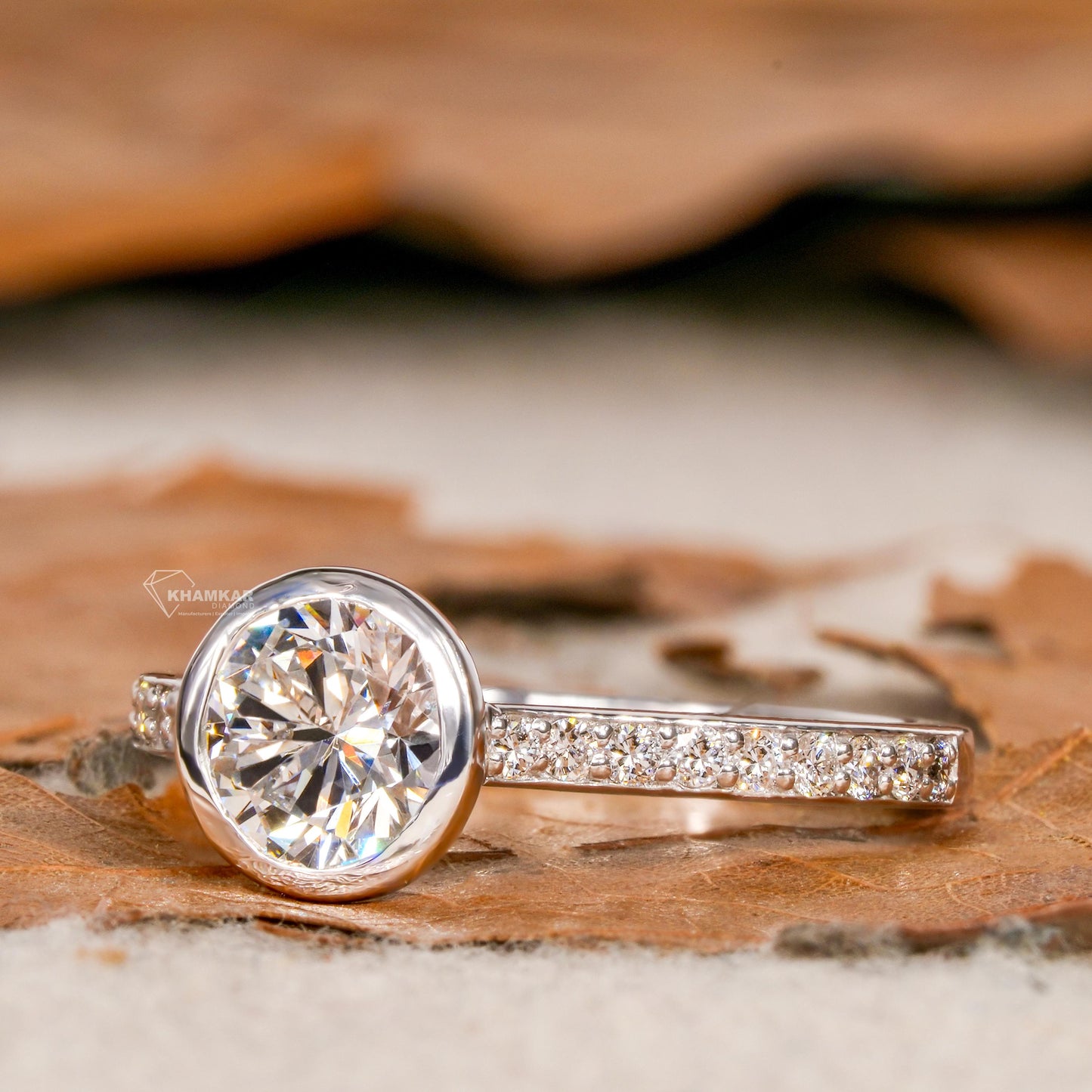 0.75CT Round Lab Diamond Ring | Bezel Set Wedding Ring White Gold