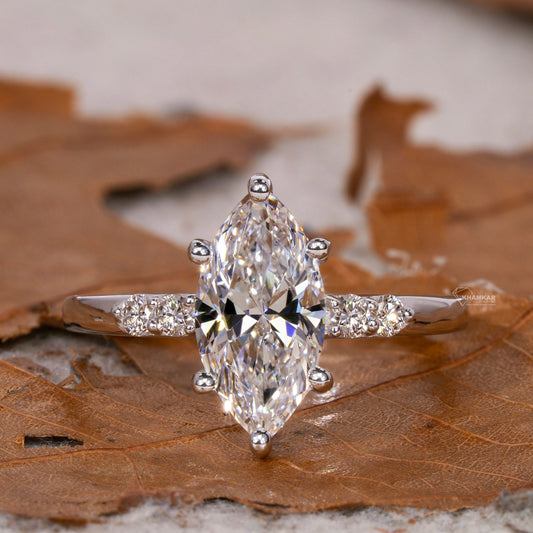 1.50 CT Marquise Cut Lab Diamond Five Stone Engagement Ring for Women