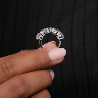 5 TCW Cushion Cut Lab Diamond Band | Five Stone Wedding Ring