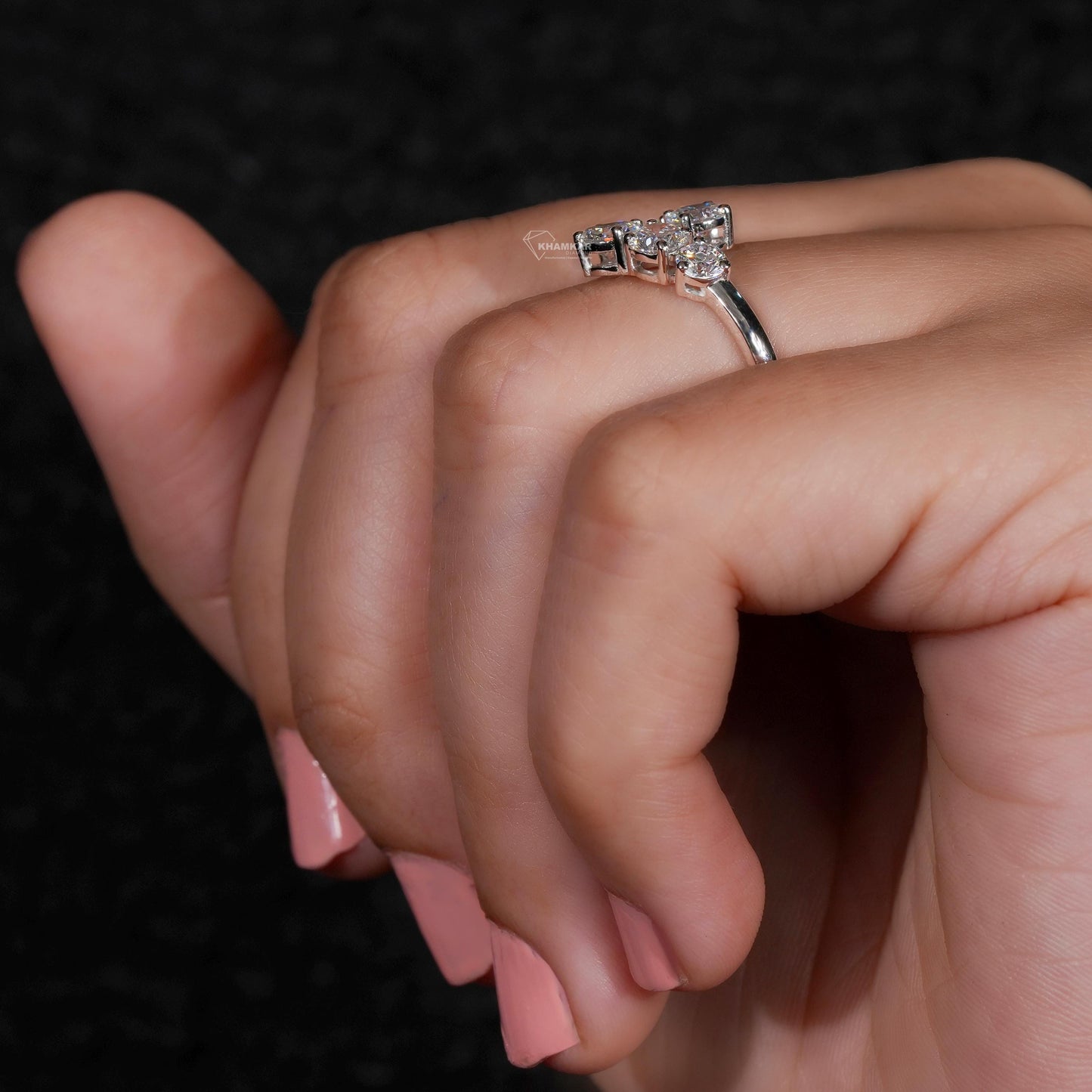 Round Lab Diamond Bypass Ring – Gold Wrap Ring