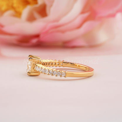 1CT Princess Cut Lab Diamond Ring | Pave Wedding Ring