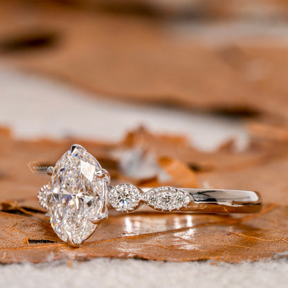 1. 1.00CT Oval Lab Diamond Ring – Vintage Milgrain Engagement Ring