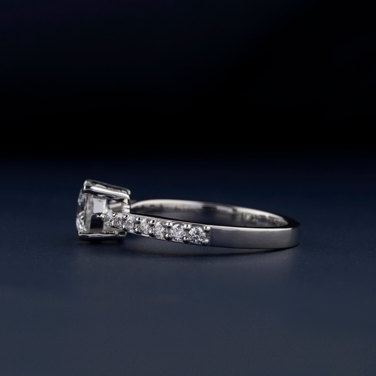 Round Lab Diamond Engagement Ring, Pave Wedding Bridal Ring