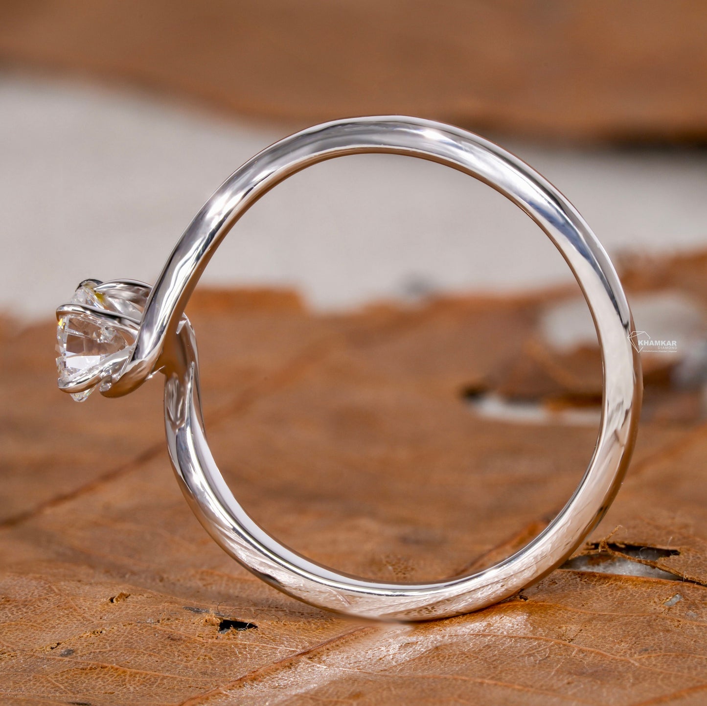 Round Brilliant Cut Lab Diamond Bypass Solitaire Engagement Ring for Women