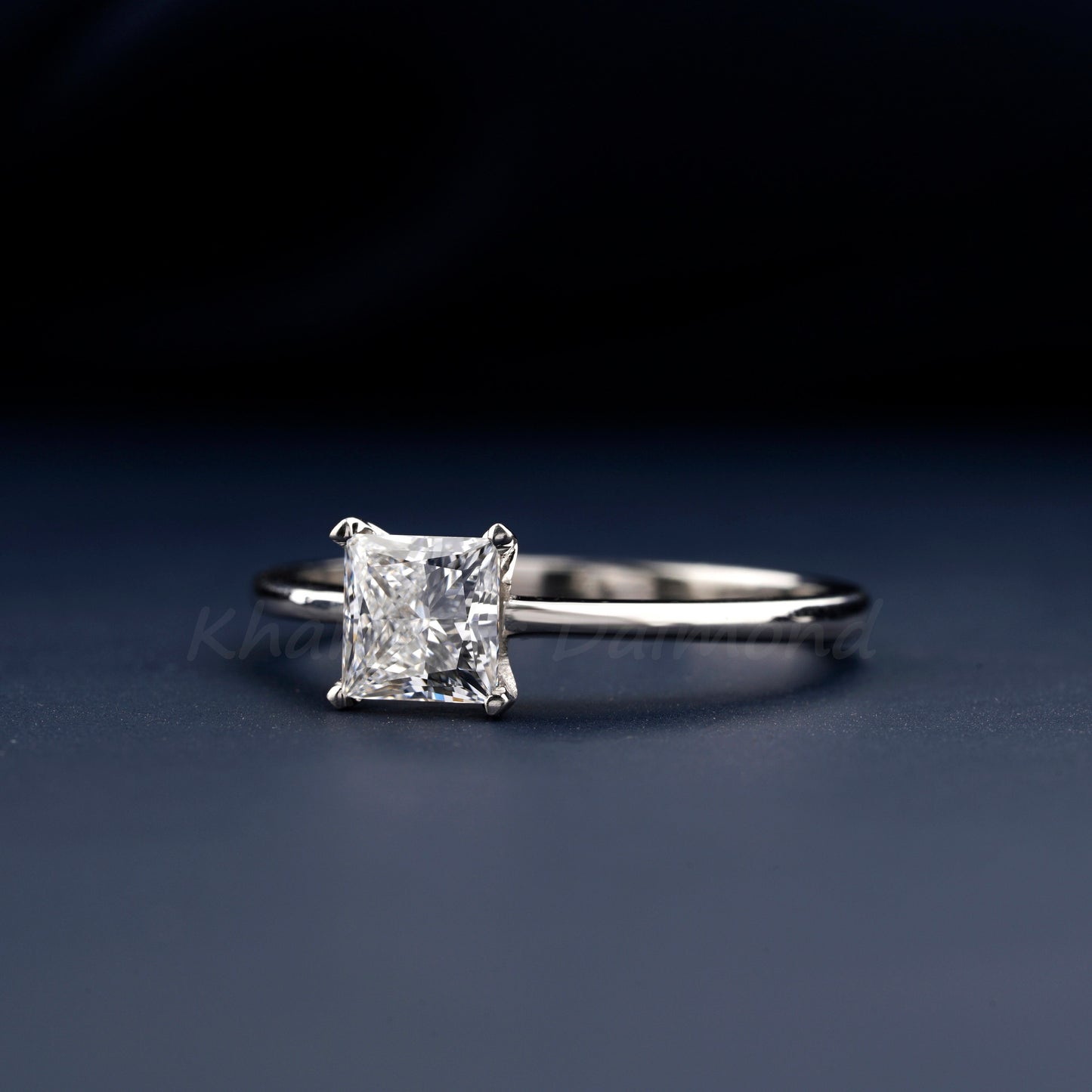 1 Ct Princess Cut Lab Diamond Ring, E/VS1 Solitaire Engagement Wedding Ring