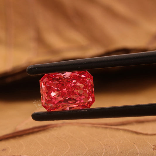 1 CT Radiant Fancy Vivid Pink Labgrown Diamond For Engagement Ring Fancy Color Diamond Pink Diamond Wedding Ring Customize Jewelry