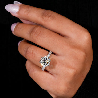 4.00 Ct Round Lab Diamond Ring – IGI Certified 3-Side Pavé Engagement Ring