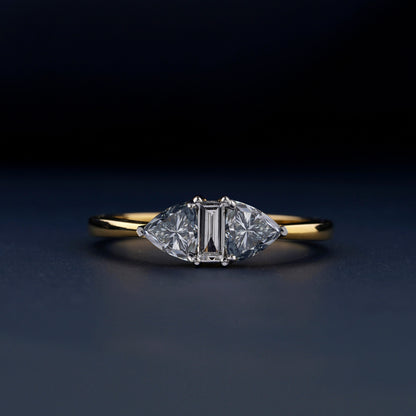 Blue Trillion Lab Diamond Engagement Ring – Three Stone Ring