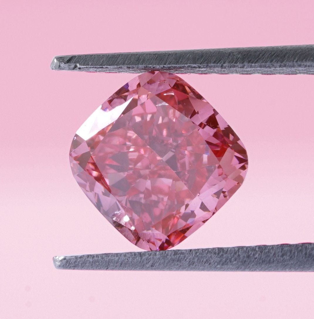 Cushion Pink Lab Grown Diamond CVD Diamond For Engagement Ring Cushion Diamond Halo Wedding Ring Fancy Vivid Pink Diamond Loose For Her