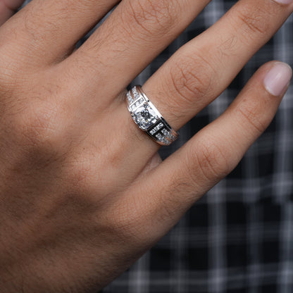 1.50 TCW Cushion Lab Diamond Men's Ring – 950 Platinum Engraved Band