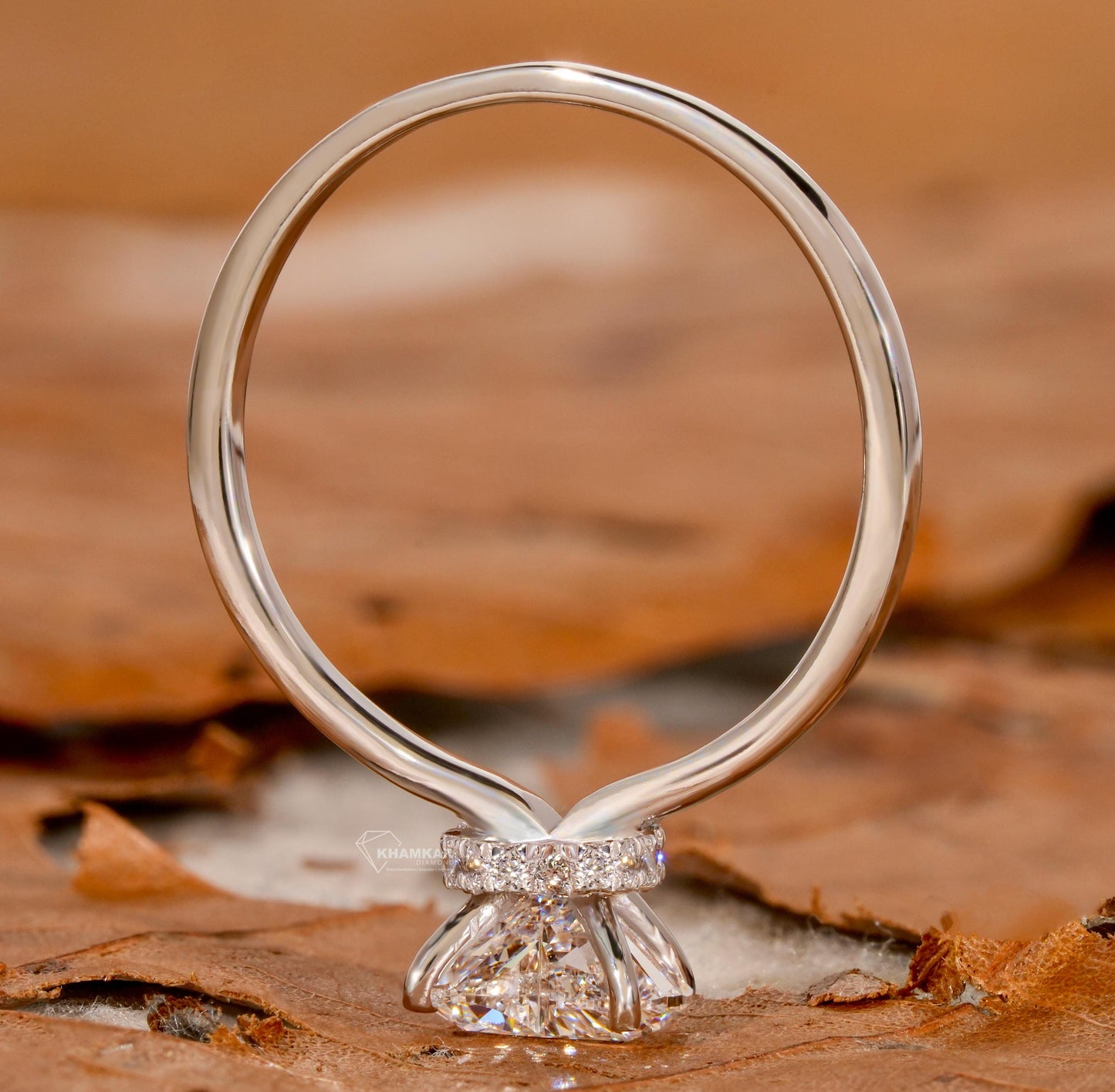 1.00CT Heart Lab  Diamond Engagement Ring – Hidden Halo Solitaire Ring for Her