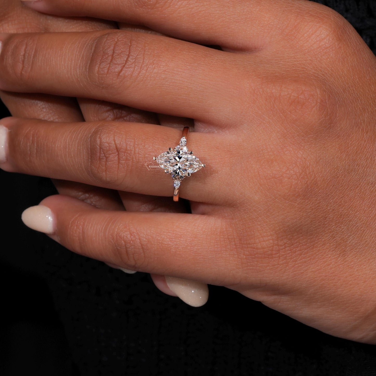 1.5CT Marquise Lab Diamond Engagement Ring IGI Certified Rose Gold