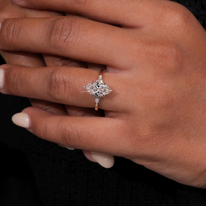 1.5CT Marquise Lab Diamond Engagement Ring IGI Certified Rose Gold
