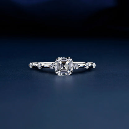 1 CT Asscher Cut Lab Grown Diamond Ring – IGI Certified Pave Engagement Ring For Her