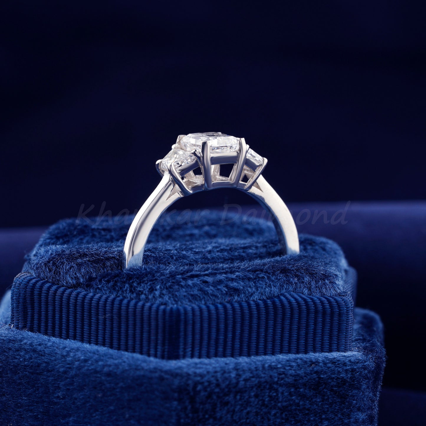 Radiant 1.30CT Lab Diamond Three Stone Engagement Ring