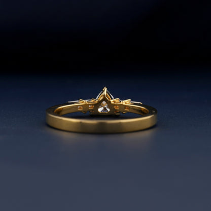 rillion Lab Diamond Ring, Baguette Side Engagement Ring, 14KT Gold Conflict Free