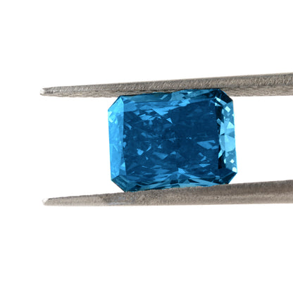 Radiant Lab Grown Blue Colored Loose Diamond Fancy Colored Diamond 10K White Gold Radiant Diamond Engagement Ring Blue Diamond Ring
