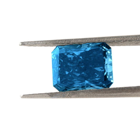 Radiant Lab Grown Blue Colored Loose Diamond Fancy Colored Diamond 10K White Gold Radiant Diamond Engagement Ring Blue Diamond Ring