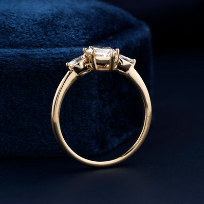 Marquise Cut Lab Grown Diamond Three Stone Engagement Ring in 14K Gold